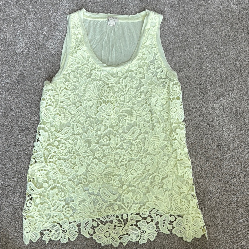 J. Crew Yellow Lace Sleeveless Tank